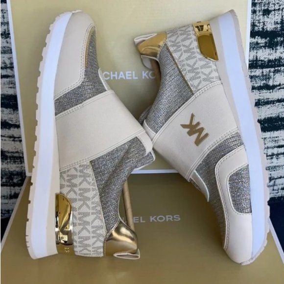 Michael Kors Teddi Trainer Glitter Chain Mesh White Rainbow WMNS - Picture 3 of 16